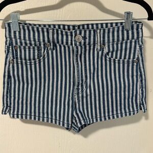 Blue and White Stripe American Eagle Shorts